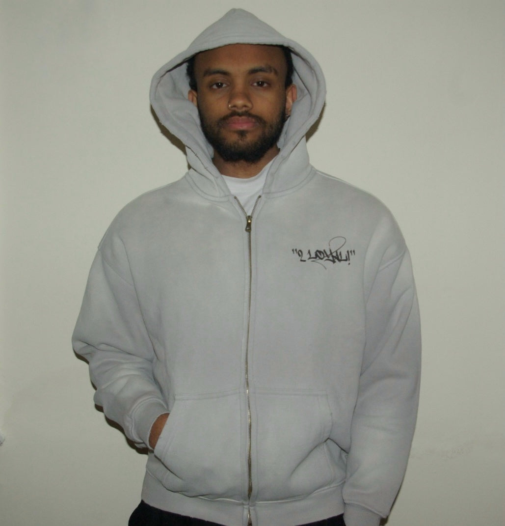 350 GSM ACID WASH BLACK ZIP UP HOODIE